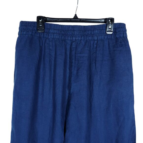 Tommy Bahama Womens Large Linen Drawstring Pants Navy Blue Relaxed Loungewear - Picture 6 of 10